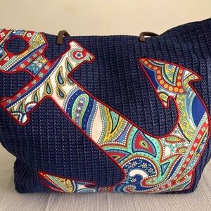 Vera Bradley Navy Blue Anchor Tote beach nah